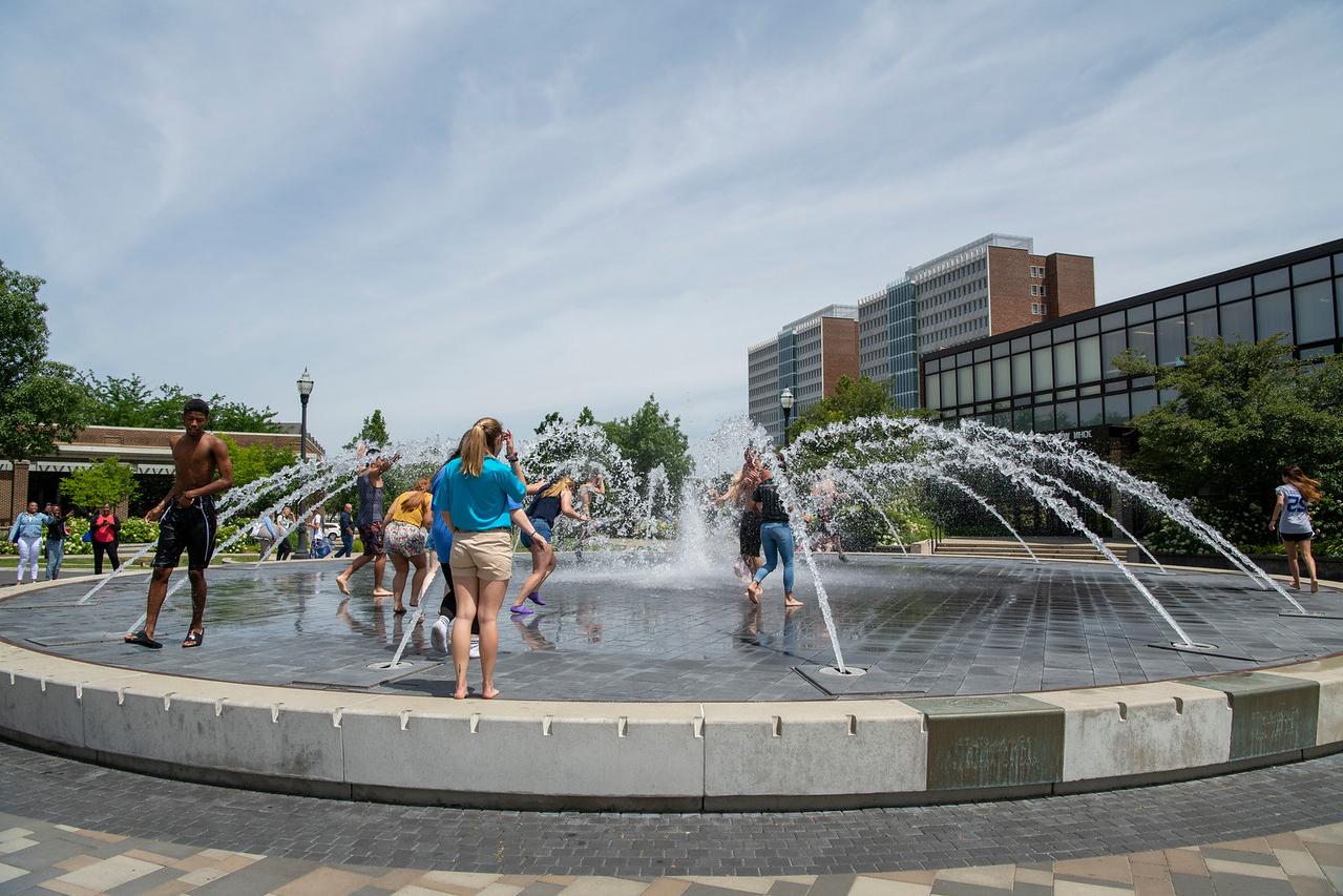 Playing in the fountain